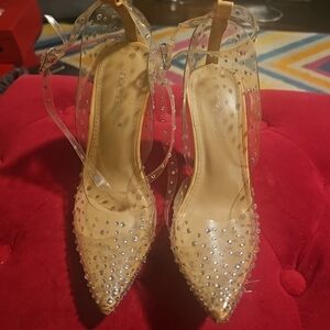 ShoeDazzle Women's Size 6 Mika Transparent Embellishment Pump Princess High Heel